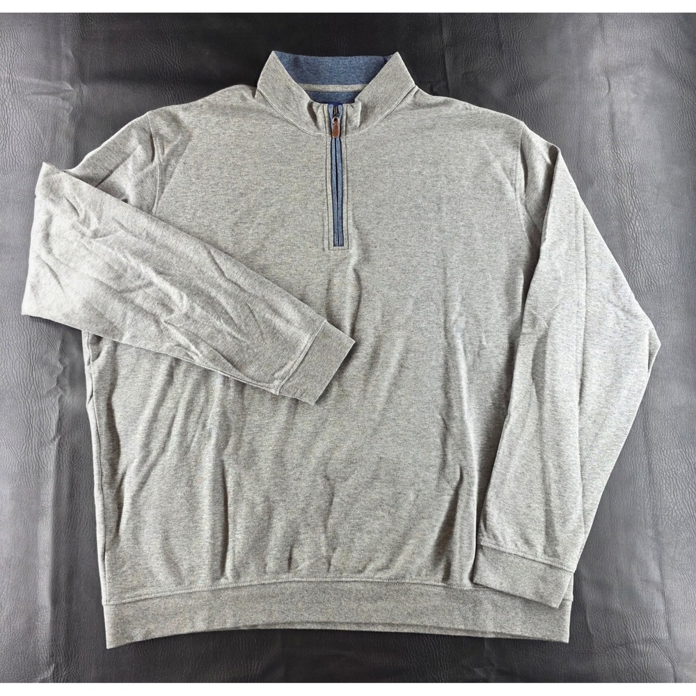 Johnnie-O Mens 2XL Gray Quarter Zip Pullover Heathered Cotton Blend Sweater